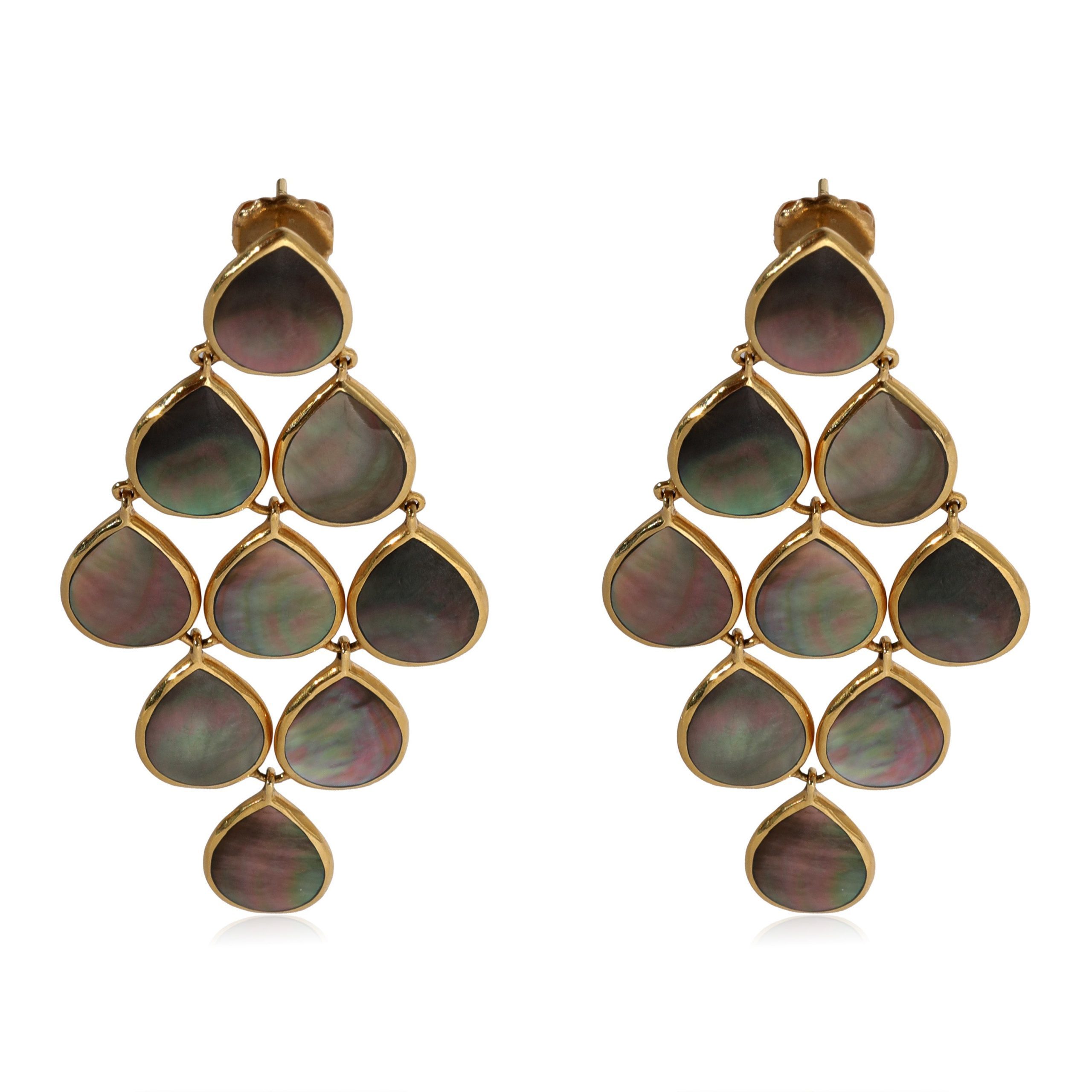 Ippolita Rock Candy Black Mother Of Pearl Cascade Earrings 18k Yellow Gold